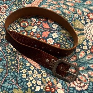 Vintage True Religion Brown Leather Belt with Distinctive Buckle